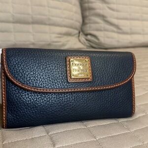 Dooney & Bourke Navy Leather Wallet with Brown Trim